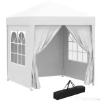 Outsunny Foisor Pliabil 2x2 m con 4 Pereti Detasabili, Foisor de Gradina cu Sac pentru Transport din Poliester si Otel, Alb