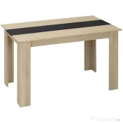 HOMCOM Masă de sufragerie modernă din lemn pentru 4-6 persoane, 120x69x75cm, culoare negru și lemn 