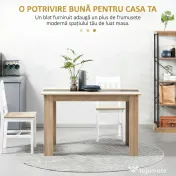 HOMCOM Masă de sufragerie modernă din lemn pentru 4-6 persoane, 120x69x75cm, culoare negru și lemn 