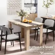 HOMCOM Masă de sufragerie modernă din lemn pentru 4-6 persoane, 120x69x75cm, culoare negru și lemn 