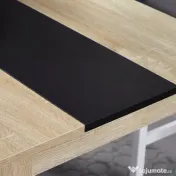 HOMCOM Masă de sufragerie modernă din lemn pentru 4-6 persoane, 120x69x75cm, culoare negru și lemn 