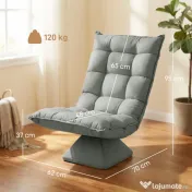 HOMCOM Scaun de podea, stil contemporan, Oțel, Material textil cu efect de catifea, 62 x 70 x 95 cm, Gri 
