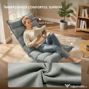 HOMCOM Scaun de podea, stil contemporan, Oțel, Material textil cu efect de catifea, 62 x 70 x 95 cm, Gri 