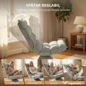 HOMCOM Scaun de podea, stil contemporan, Oțel, Material textil cu efect de catifea, 62 x 70 x 95 cm, Gri 