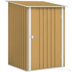 Outsunny Șopron de Grădină 0.92m² din Oțel Galvanizat, Depozit pentru Unelte cu Ușă cu Sistem de Blocare, Acoperiș Înclinat, 100x104x160 cm, Galben