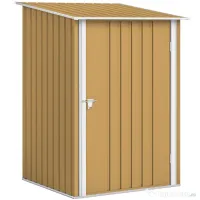 Outsunny Șopron de Grădină 0.92m² din Oțel Galvanizat, Depozit pentru Unelte cu Ușă cu Sistem de Blocare, Acoperiș Înclinat, 100x104x160 cm, Galben