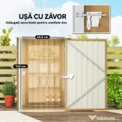 Outsunny Șopron de Grădină 0.92m² din Oțel Galvanizat, Depozit pentru Unelte cu Ușă cu Sistem de Blocare, Acoperiș Înclinat, 100x104x160 cm, Galben