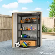 Outsunny Șopron de Grădină 0.92m² din Oțel Galvanizat, Depozit pentru Unelte cu Ușă cu Sistem de Blocare, Acoperiș Înclinat, 100x104x160 cm, Galben