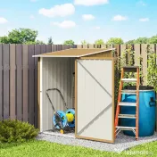 Outsunny Șopron de Grădină 0.92m² din Oțel Galvanizat, Depozit pentru Unelte cu Ușă cu Sistem de Blocare, Acoperiș Înclinat, 100x104x160 cm, Galben