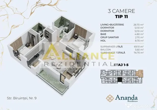APARTAMENT 3 CAMERE DE VANZARE IN BLOC NOU - ZONA METROU ...
