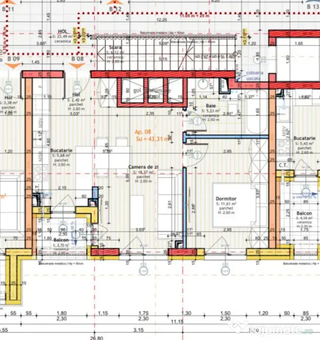 Apartament de 2 camere, finisat, 43,31 mp utili, in zona Tin