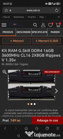 Kit Memorie Pc DDR- 4, 16gb