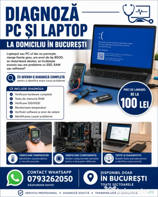 Diagnoză PC și laptop la domiciliu București – hardware și software