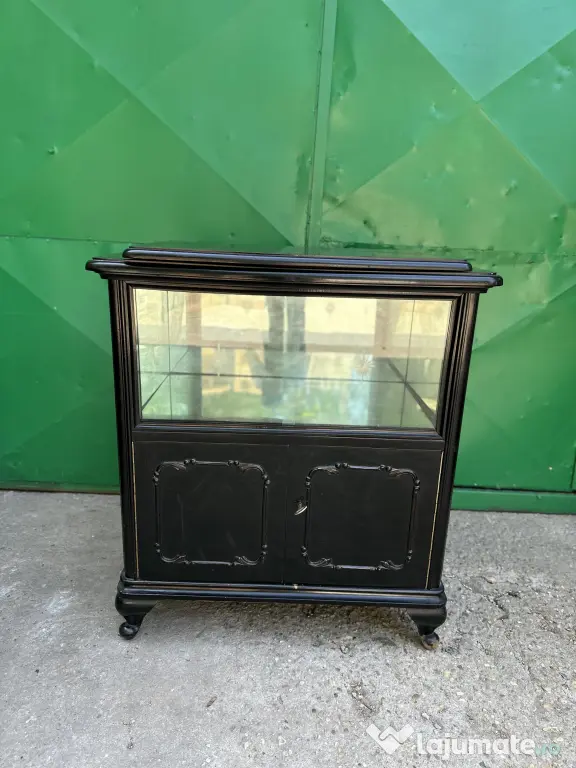 Comoda Vintage cu Vitrina si blat rotativ Stil Rococo; Mic Dulap
