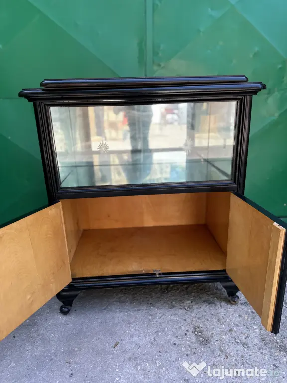 Comoda Vintage cu Vitrina si blat rotativ Stil Rococo; Mic Dulap