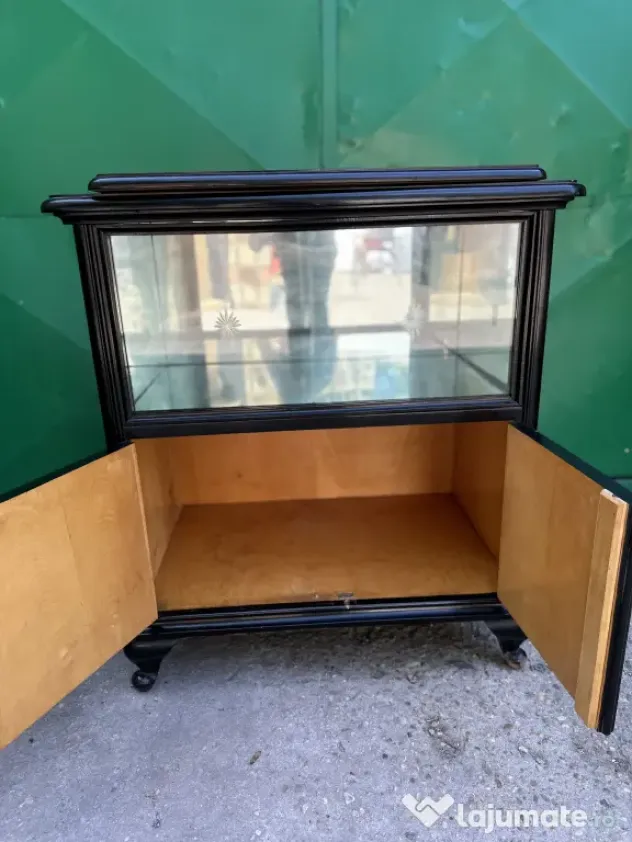 Comoda Vintage cu Vitrina si blat rotativ Stil Rococo; Mic Dulap