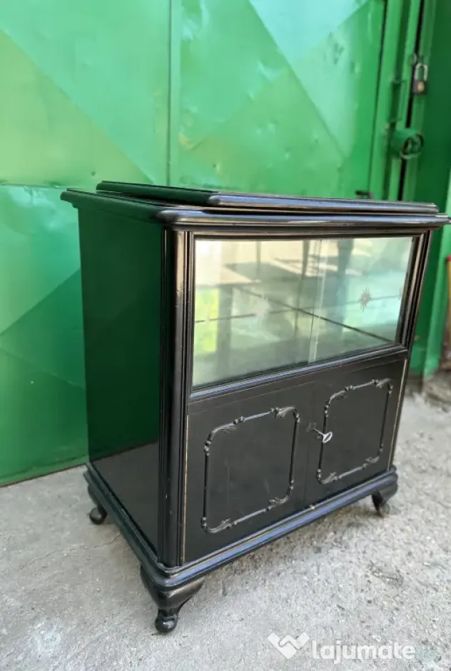 Comoda Vintage cu Vitrina si blat rotativ Stil Rococo; Mic Dulap