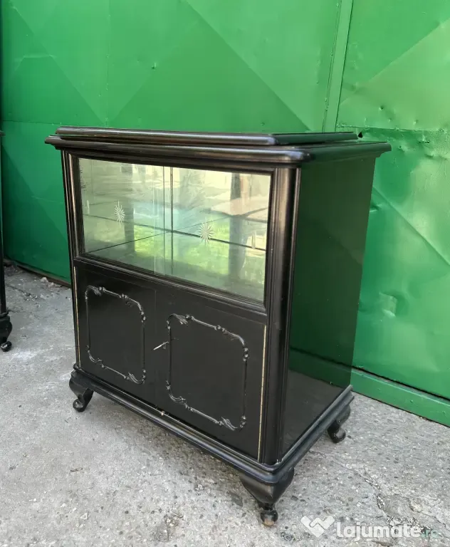 Comoda Vintage cu Vitrina si blat rotativ Stil Rococo; Mic Dulap