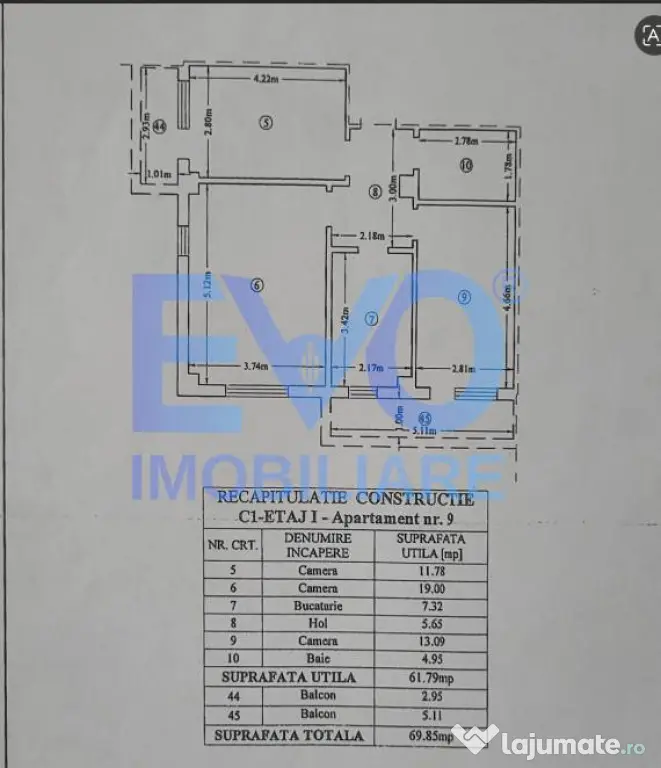 Apartament 3 camere, 70mp, 2 balcoane, lo de parcare, AC, V