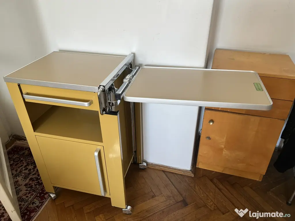 Noptiera pat spital cu sertar si măsuță pliabila rabatabila