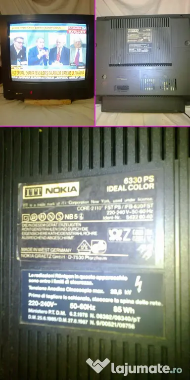 Televizor ITT NOKIA 6330 PS Ideal Color raritate retro vintage