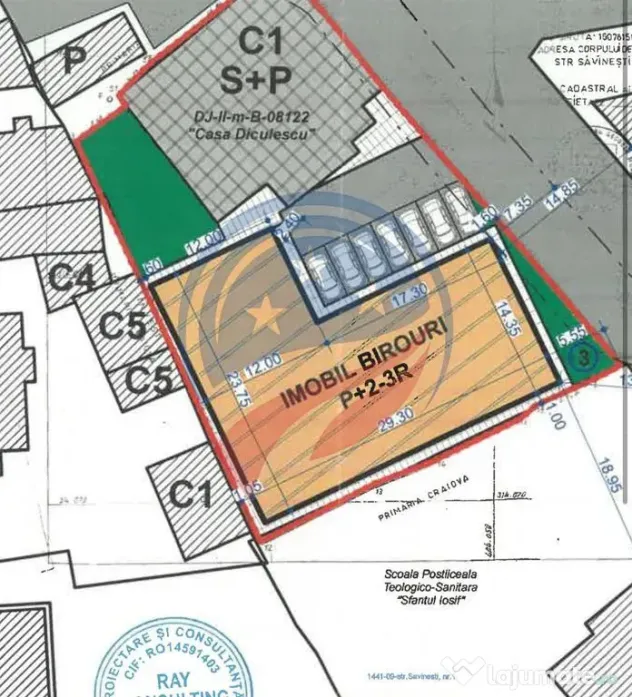 Cladiri birouri/Teren 1302 mp/ultracentral/Craiova