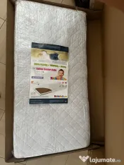 Pătuț din lemn Paula alb+saltea confort 12cm 