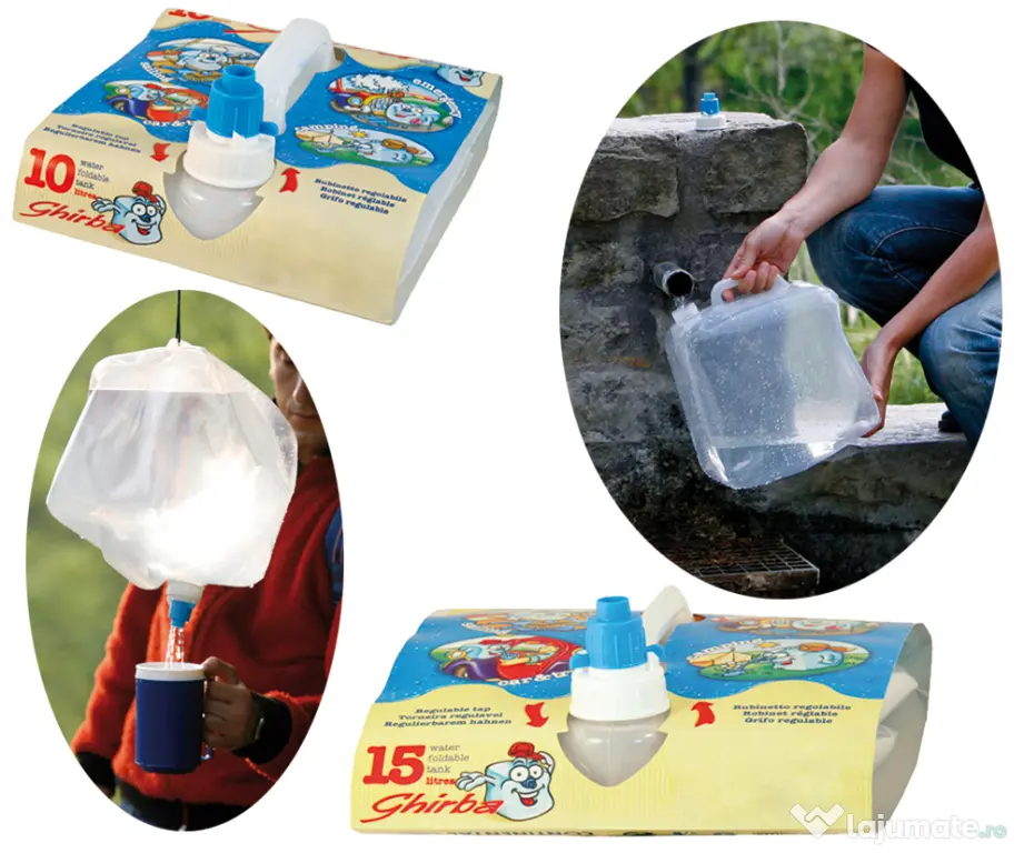 Ghirba bidon apa potabila camping pliabil 15L plastic transparent Continental