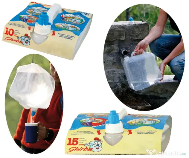Ghirba bidon apa potabila camping pliabil 15L plastic transparent Continental