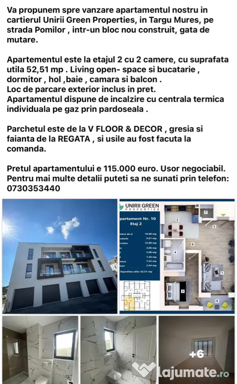 Apartament cu 2 camere Unirii Green Properties