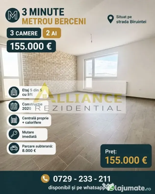 3 MINUTE METROU BERCENI - 3 CAMERE 2 AI - 155.000eur - Popesti Leordeni (Bucuresti-Ilfov)