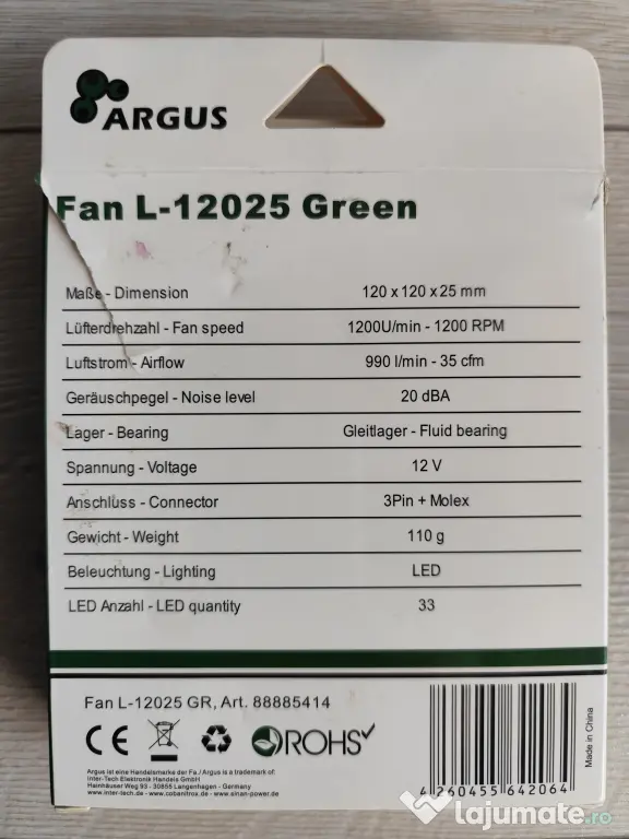 Ventilator PC 33 leduri verzi