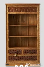 Biblioteca cu Rafturi si Sertare Sculptate