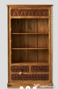 Biblioteca cu Rafturi si Sertare Sculptate