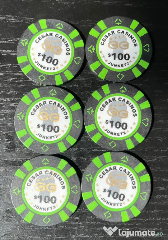 Lot Jetoane Vintage Cazinou 100$ Cesar Casinos Junket Anii 90 Piese Colecție