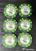 Lot Jetoane Vintage Cazinou 100$ Cesar Casinos Junket Anii 90 Piese Colecție