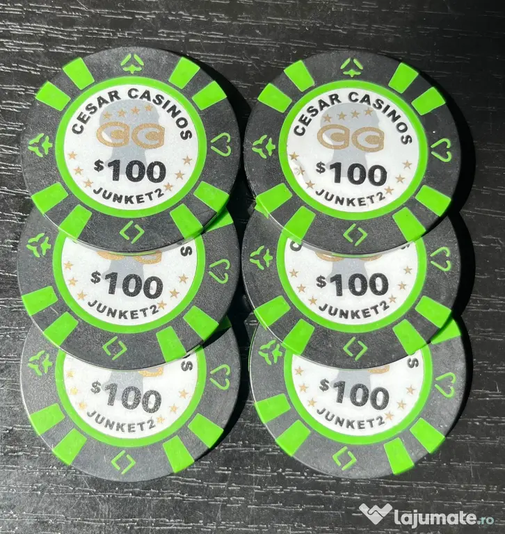 Lot Jetoane Vintage Cazinou 100$ Cesar Casinos Junket Anii 90 Piese Colecție