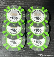 Lot Jetoane Vintage Cazinou 100$ Cesar Casinos Junket Anii 90 Piese Colecție 