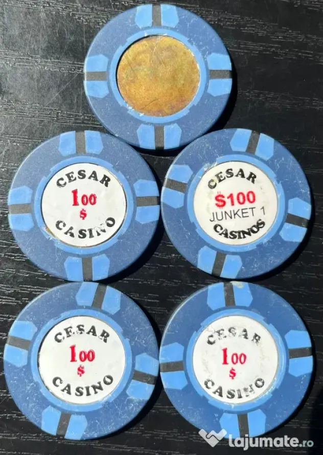 Lot Rare Jetoane Vintage Cesar Casino București Anii 90 Piesă de Colecție Junket