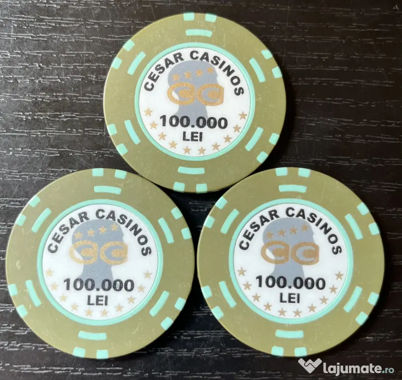 Set 3 Jetoane Casino Vintage Cesar Casinos București Anii 90 Piese de Colecție