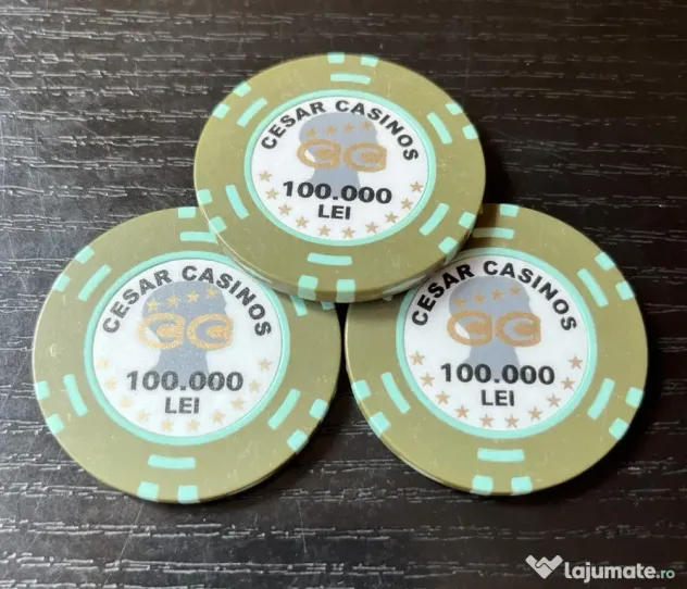 Set 3 Jetoane Casino Vintage Cesar Casinos București Anii 90 Piese de Colecție