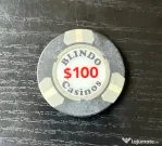Jeton Casino Blindo București $100 – Piesă Rară de Colecție Anii 90