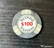 Jeton Casino Blindo București $100 – Piesă Rară de Colecție Anii 90 
