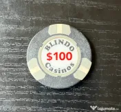 Jeton Casino Blindo București $100 – Piesă Rară de Colecție Anii 90 