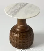 Masuta cu Picior Sculptat din Lemn de Tec si Blat de Marmura