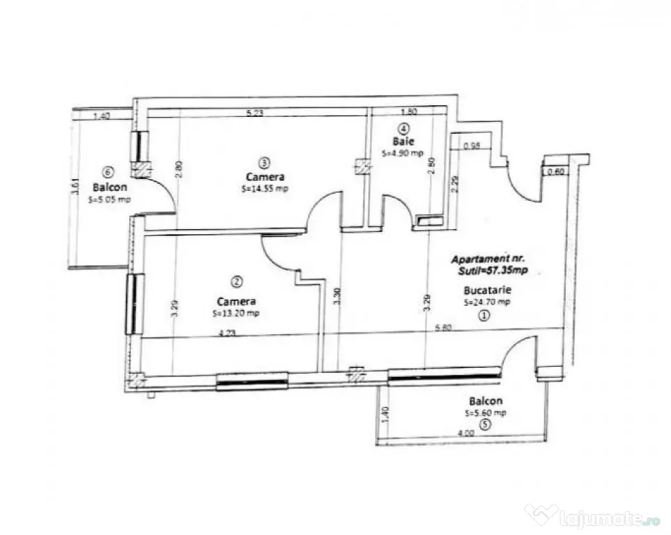 Apartament 3 camere 58mp, Zona Eroilor - Floresti (Cluj)