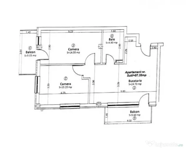 Apartament 3 camere 58mp, Zona Eroilor - Floresti (Cluj)