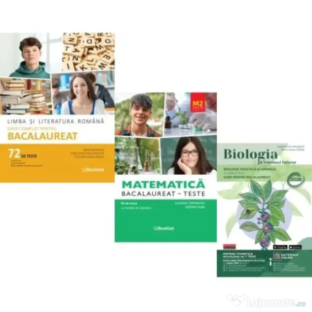 Pachet Bacalaureat 2026. Limba si literatura romana, Matematica M2 Profil Stiinte ale naturii. Teste si Biologie pe intelesul tuturor clasele 9-10 - M