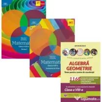 Pachet 3 Culegeri de Matematica pentru clasa a 8-a: Clubul Matematicienilor (semestrele 1+2) si Algebra. Geometrie. 1168 de probleme olimpiade, concur