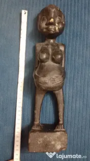 Statueta lemn sculptat stil african - fertilitate - 35 cm.